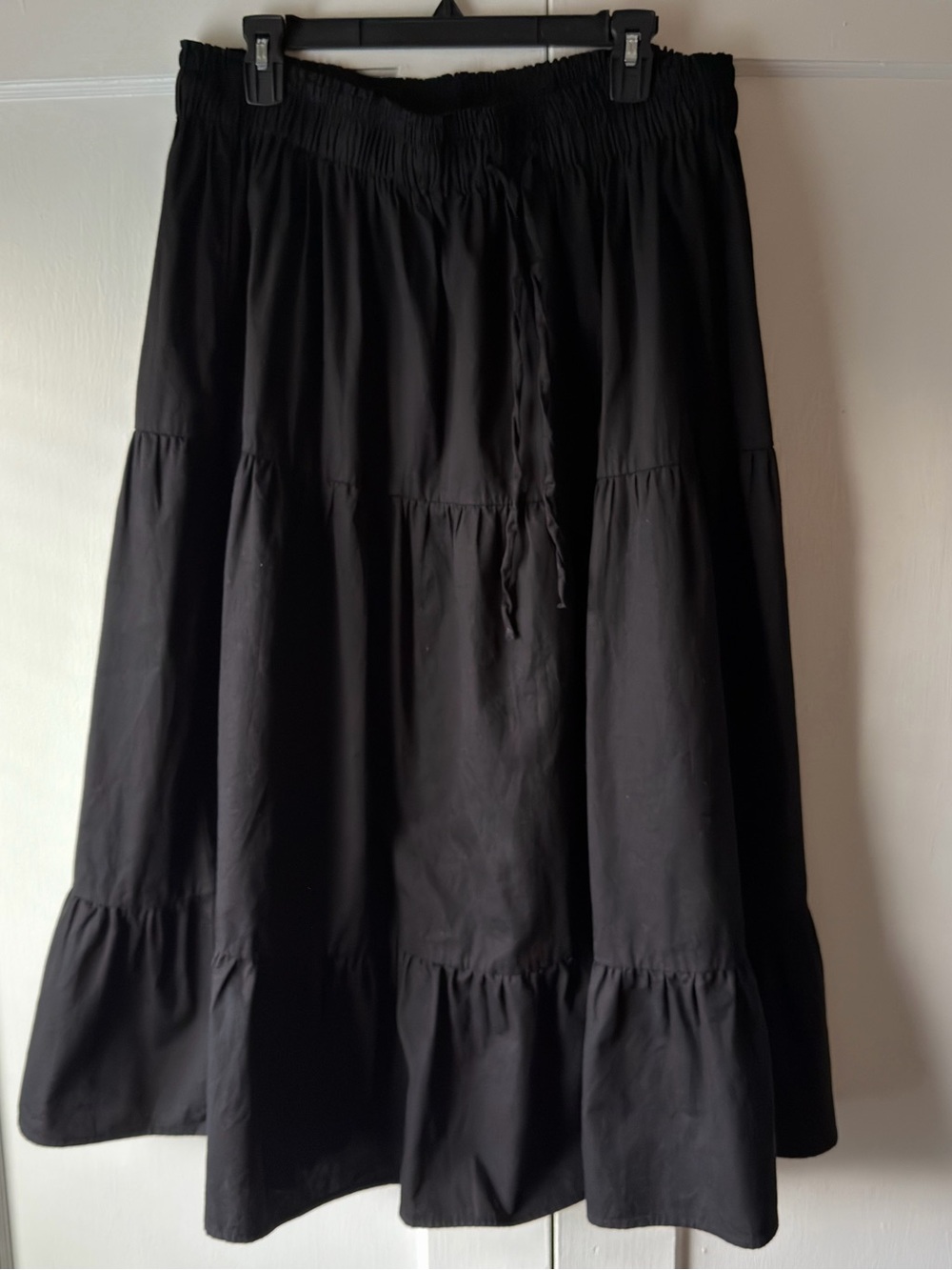 Black Tiered Midi Peasant Skirt